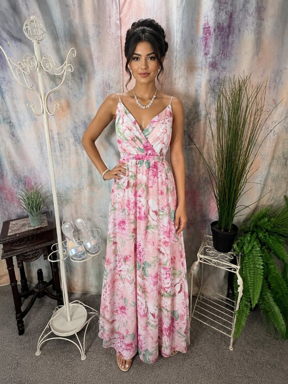 📌Trixxie Romantic Floral Spaghetti Strap Formal - Prom - Ball Fit & Flare Dress